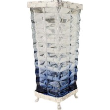 Lumienza Modern Krom Metal Mavi Cam Vazo - 32X14 cm Dekoratif Kare Vazo - Salon ve Ofis Için Lüks Masa Üstü Aksesuar - Estetik Hediyelik