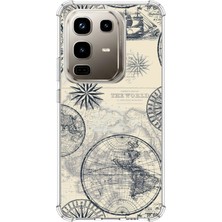 TechTree Infinix Note 50 Pro Uyumlu Vintage Dünya Haritası ve Pusula Baskılı Silikon Kılıf