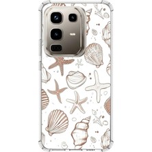 TechTree Infinix Note 50 Pro Uyumlu Kahverengi Deniz Yıldızı ve Kabuklu Baskılı Silikon Kılıf