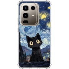 TechTree Infinix Note 50 Pro Uyumlu Gece Yarısı Kedi Tasarımlı Baskılı Silikon Kılıf