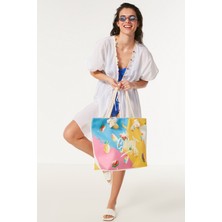 C&city Dijital Baskılı Plaj Çantası Y8670-15 Çok Renkli