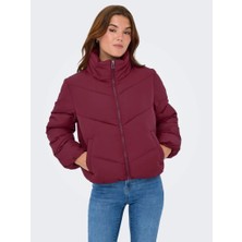 Only 15308639 Cabernet Puffer Kadın Kıslık Mont Bordo Günlük Stil Cepli