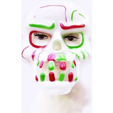 Timion Beyaz Üzeri Rengarenk Korku Dişli Kafatası Maskesi 30X22 cm (5148)