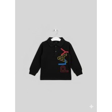Selvira Erkek Çocuk Polo Yaka Uzun Kollu Renkli Baskılı Sweatshirt
