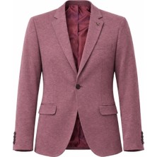 Plus Scorpion Erkek Pamuklu Penye Likralı Tek Düğmeli Çift Yırtmaçlı Blazer Ceket