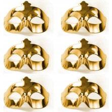 Timion Altın Metalize Renk Düz Balo Parti Maskesi 6 Adet (5148)