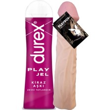 Durex Kirazlı Jel 50 ml + Sexshop Ürünleri 5cm Uzatmalı 19 cm Ten Dokusunda Görünümlü Peniskılıfı A-EP027 + Hediye