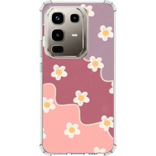 TechTree Infinix Note 50 Pro Uyumlu Gül Kurusu ve Lila Tonlu Dalgalı Papatya Baskılı Silikon Kılıf