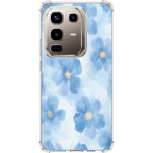TechTree Infinix Note 50 Pro Uyumlu Mavi Çiçekler Baskılı Silikon Kılıf