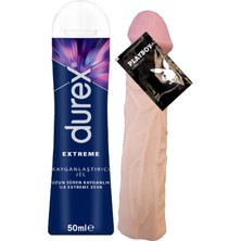 Durex Extreme Analjel 50 ml + 5cm Uzatıcı Kalınlaştırıcı 19 cm Gerçekçi Silikon Peniskılıfı A-EP027 + Hediye