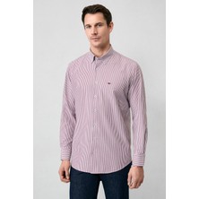 Kiğılı Uzun Kol Regular Fit Çizgili Düğmeli Yaka Pamuklu Kolay Ütülenebilir Gömlek