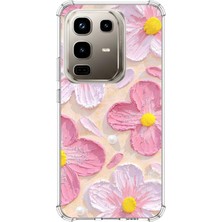 TechTree Infinix Note 50 Pro Uyumlu Pembe Beyaz Çiçekler Sulu Boya Baskılı Silikon Kılıf