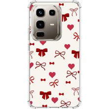 TechTree Infinix Note 50 Pro Uyumlu Bordo Kalp ve Fiyonklar Baskılı Silikon Kılıf