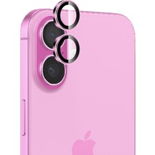 Bix iPhone 16 / 16 Plus Lens Koruyucu Kamera Lensi 9h Gerçek Cam Crystal Ar+Af Pembe