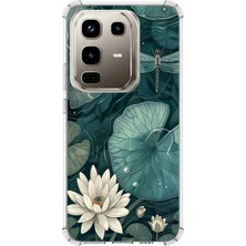 TechTree Infinix Note 50 Pro Uyumlu Yeşil Yapraklı Nilüfer ve Yusufçuk Baskılı Silikon Kılıf