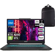 MSI Msı Cyborg 15 I7-13620H 32-Gbddr5 4 Tbssd RTX4050 (6GB-GDDR6-45W) 15.6" 144Hz Fhd Freedos + Hmf Sırt Çantası A13VE-1479XTRHMF12