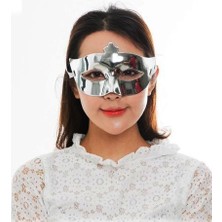 Timion Gümüş Renk Kostüm Partisi Ekstra Parlak Balo Maskesi 15X10 cm (5148)