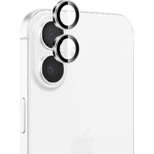 Bix iPhone 16 / 16 Plus Lens Koruyucu Kamera Lensi 9h Gerçek Cam Crystal Ar+Af Beyaz