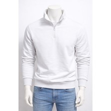 Erkek Yarım Fermuar Sweatshirt 3 Iplik Şardonlu Pamuklu Rahat Kumaş