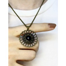 Esha Doğal Taş Oniks Doğal Taşlı Yuvarlak Otantik Kadın Kolye EUK49O