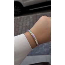 Glossy Jewelery Renkli Mineli Taş Desenli Motifli Çelik Bileklik