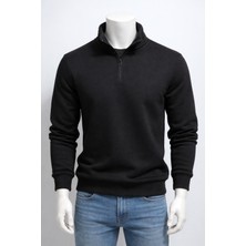 Erkek Yarım Fermuar Sweatshirt 3 Iplik Şardonlu Pamuklu Rahat Kumaş