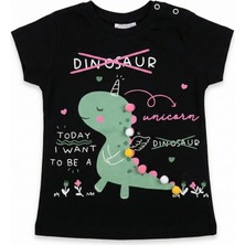 Peri Masalı 9 Ay Bebek Tişörtü Figürlü Dijital Baskı %100 Pamuk Bisiklet Yaka Kısa Kollu