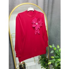 Nisa Butik Giyim Merserize 3 Boyutlu Çicek Aksesuarlı Tunik