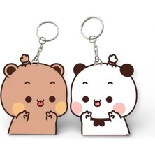 ADA 3D Dudu Bubu Panda Ayıcık Çift Anahtarlık Seti Sevgiliye Özel Hediye Çanta Süsü