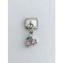 Mercan Aksesuar Pembe Kiraz Çelik Italyan Charm