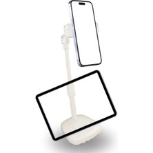 Timion Masa Üstü Tablet ve Telefon Tutucu Plastik Aparat Beyaz Telefon Standı (5148)