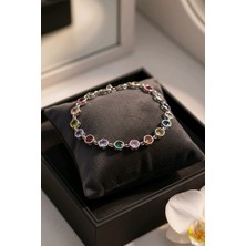 Tasarım Renkli Karma Gümüş Bileklik