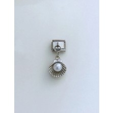 Mercan Aksesuar Incili Istiridye Çelik Italyan Charm