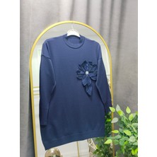 Nisa Butik Giyim Merserize 3 Boyutlu Çicek Aksesuarlı Tunik