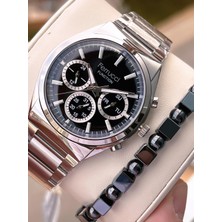 Ferucci Ferrucci Iç Fonksiyonları Aktif 30MT Suya Dayanıklı Çelik Kordon + Bileklik Hediyeli Erkek Kol Saati VS.BLKT.0750