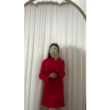 Golda Dress Kadın Triko Kırmızı Elbise