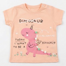 Peri Masalı 9 Ay Bebek Tişörtü Figürlü Dijital Baskı %100 Pamuk Bisiklet Yaka Kısa Kollu