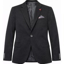 Plus Scorpion Erkek Pamuklu Penye Likralı Tek Düğmeli Çift Yırtmaçlı Blazer Ceket