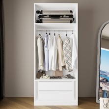 Bimossa KA5040 Goss 90 cm Kapaksız,askılı,çekmeceli Tekli Gardırop,beyaz Modern Tasarım Giyinme Dolabı