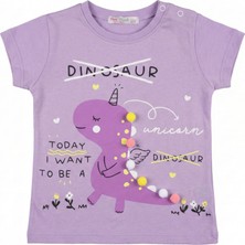 Peri Masalı 9 Ay Bebek Tişörtü Figürlü Dijital Baskı %100 Pamuk Bisiklet Yaka Kısa Kollu