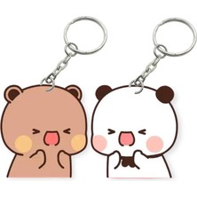 ADA 3D Dudu Bubu Panda Ayıcık Çift Anahtarlık Seti Sevgiliye Özel Hediye Çanta Süsü