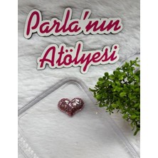 Parla'nın Atölyesi 0-3 Yaş Az Saçlı ve Saçsız Bebek Tokası Pembe Çok Simli Kalp