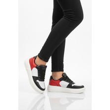 Ayk's Beyaz Siyah Bağcıklı Cilt Hafif Unisex Sneaker Aper 049 G