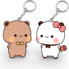 ADA 3D Dudu Bubu Panda Ayıcık Çift Anahtarlık Seti Sevgiliye Özel Hediye Çanta Süsü