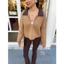 Keyymod Yakası Derili Hırka