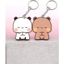 ADA 3D Dudu Bubu Panda Ayıcık Çift Anahtarlık Seti Sevgiliye Özel Hediye Çanta Süsü