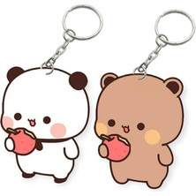 ADA 3D Dudu Bubu Panda Ayıcık Çift Anahtarlık Seti Sevgiliye Özel Hediye Çanta Süsü