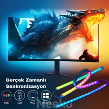 Neeko Bilgisayar Ambilight Işığı 27 INC Görüntüye Duyarlı RGB LED Setli Ürün Gerçek Zamanlı Senkronizasyon