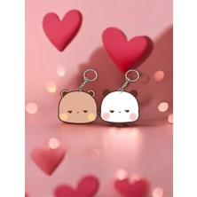 ADA 3D Dudu Bubu Panda Ayıcık Çift Anahtarlık Seti Sevgiliye Özel Hediye Çanta Süsü