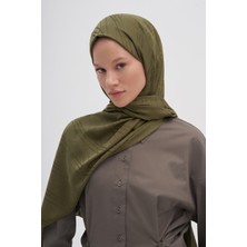 Zeytin Yeşili Carell Simetrik Jakar Italyan Ipekli Şal